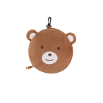 Kit repose-tête et masque de sommeil pour enfant dans un étui ours couleur marron première vue