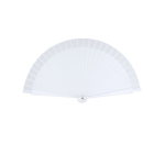 Éventail élégant et léger unicolore en tissu de polyester couleur blanc première vue