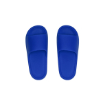 Claquettes souples unies à bride large sur le dessus du pied couleur bleu première vue