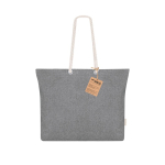 Sac en coton recyclé avec soufflet et anses en coton 220 g/m² couleur noir première vue