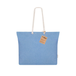 Sac en coton recyclé avec soufflet et anses en coton 220 g/m² couleur bleu première vue