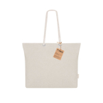 Sac en coton recyclé avec soufflet et anses en coton 220 g/m² couleur naturel première vue