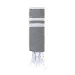 Paréo fin en coton et polyester à rayures avec franges 150 g/m² couleur gris première vue