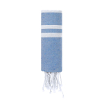 Paréo fin en coton et polyester à rayures avec franges 150 g/m² couleur bleu marine première vue