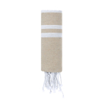 Paréo fin en coton et polyester à rayures avec franges 150 g/m² couleur naturel première vue