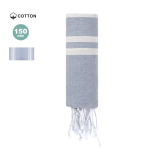 Paréo fin en coton et polyester à rayures avec franges 150 g/m²
