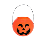 Panier d’Halloween en forme de citrouille avec anse de transport couleur orange première vue