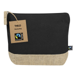 Trousse de toilette en coton certifié Fairtrade avec base en jute couleur noir première vue