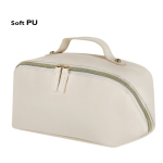 Trousse de toilette en PU avec grand compartiment et anse de transport