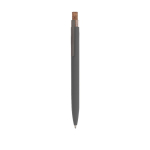 Stylo en aluminium recyclé avec bouton-poussoir en liège, encre bleue couleur gris première vue