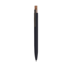 Stylo en aluminium recyclé avec bouton-poussoir en liège, encre bleue couleur bleu marine première vue