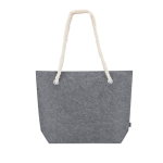 Sac en feutre recyclé avec anses en cordon de coton et soufflet couleur gris première vue
