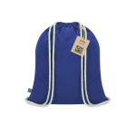 Sac à dos à cordon en coton certifié Fairtrade 140 g/m² couleur bleu première vue