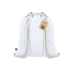 Sac à dos à cordon en coton certifié Fairtrade 140 g/m² couleur blanc première vue