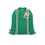 Sac à dos à cordon en coton certifié Fairtrade 140 g/m² couleur vert première vue