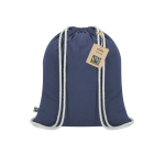 Sac à dos à cordon en coton certifié Fairtrade 140 g/m² couleur bleu marine première vue