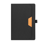Carnet avec poche extérieure et détail marron en PU A5 pages lignées couleur noir première vue