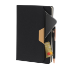 Carnet avec poche extérieure et détail marron en PU A5 pages lignées  troisième vue