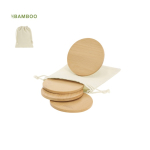 Set de 4 sous-verres en bambou dans un sac en coton avec fermeture