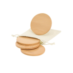 Set de 4 sous-verres en bambou dans un sac en coton avec fermeture cinquième vue