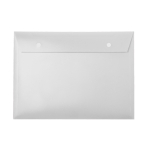 Porte-documents en plastique avec 2 fermetures à boutons couleur blanc première vue