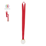 Médaille métallique classique avec finition dorée et ruban rouge