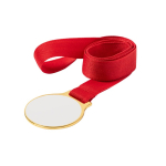 Médaille métallique classique avec finition dorée et ruban rouge deuxième vue