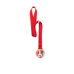 Médaille métallique classique avec finition dorée et ruban rouge  troisième vue