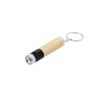 Porte-clés lampe torche en bambou avec détail coloré sur la pointe couleur noir première vue