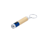 Porte-clés lampe torche en bambou avec détail coloré sur la pointe couleur bleu première vue