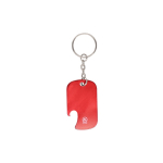 Porte-clés décapsuleur en aluminium recyclé GRS de forme rectangulaire couleur rouge première vue