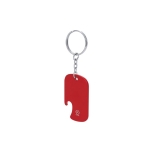 Porte-clés décapsuleur en aluminium recyclé GRS de forme rectangulaire deuxième vue