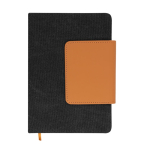 Carnet avec rabat en PU recyclé et porte-cartes A5, pages lignées couleur noir première vue