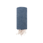 Fin paréo en coton recyclé et RPET avec franges blanches 180 g/m² couleur bleu marine quatrième vue