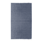 Fin paréo en coton recyclé et RPET avec franges blanches 180 g/m² couleur bleu marine première vue