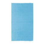 Fin paréo en coton recyclé et RPET avec franges blanches 180 g/m² couleur bleu ciel première vue
