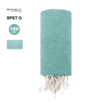 Fin paréo en coton recyclé et RPET avec franges blanches 180 g/m²