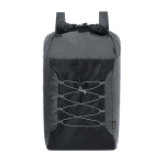 Sac à dos pliable en polyester RPET avec cordons élastiques à l'avant couleur noir première vue