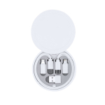 Étui avec mousqueton contenant différents câbles de charge couleur blanc première vue