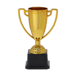 Trophée doré avec 2 poignées latérales sur une base noire couleur doré première vue