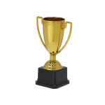 Trophée doré avec 2 poignées latérales sur une base noire