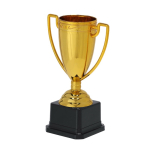 Trophée doré avec 2 poignées latérales sur une base noire deuxième vue