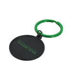 Porte-clés rond de couleur noire avec anneau métallique assorti couleur vert première vue