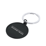 Porte-clés rond de couleur noire avec anneau métallique assorti couleur argenté première vue