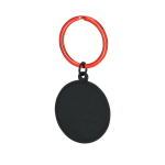 Porte-clés rond de couleur noire avec anneau métallique assorti deuxième vue