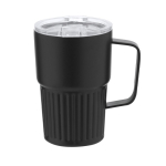 Mug thermique en acier inoxydable recyclé avec design en relief 400 ml couleur noir première vue