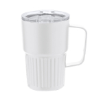 Mug thermique en acier inoxydable recyclé avec design en relief 400 ml couleur blanc première vue