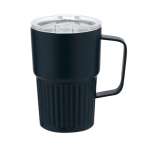 Mug thermique en acier inoxydable recyclé avec design en relief 400 ml couleur bleu marine première vue