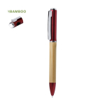 Stylo en bambou avec lampe torche LED sur le dessus, encre bleue