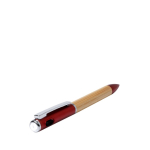 Stylo en bambou avec lampe torche LED sur le dessus, encre bleue deuxième vue